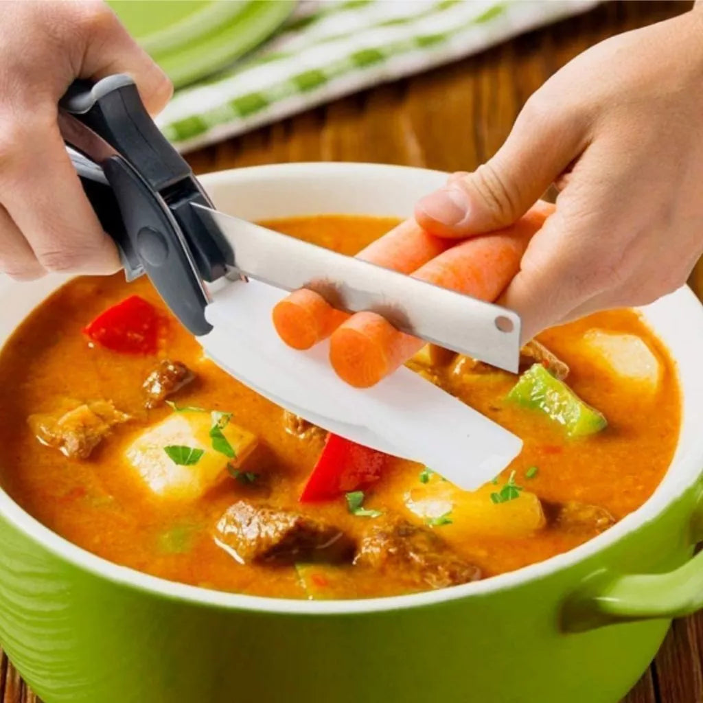 Tesoura Faca Multifuncional - Corte, Pique e Fatie com Mais Rapidez na Cozinha