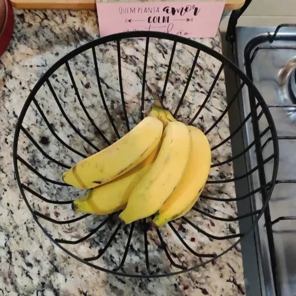 Fruteira de Mesa em Ferro e Bambu – Design Rústico Moderno para Cozinha