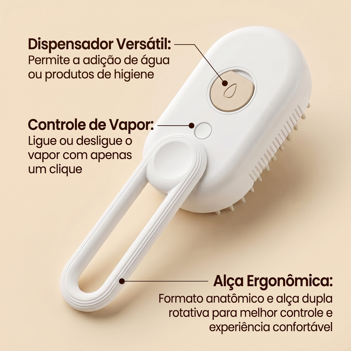 Escova Mágica a Vapor PetCare para Cães e Gatos