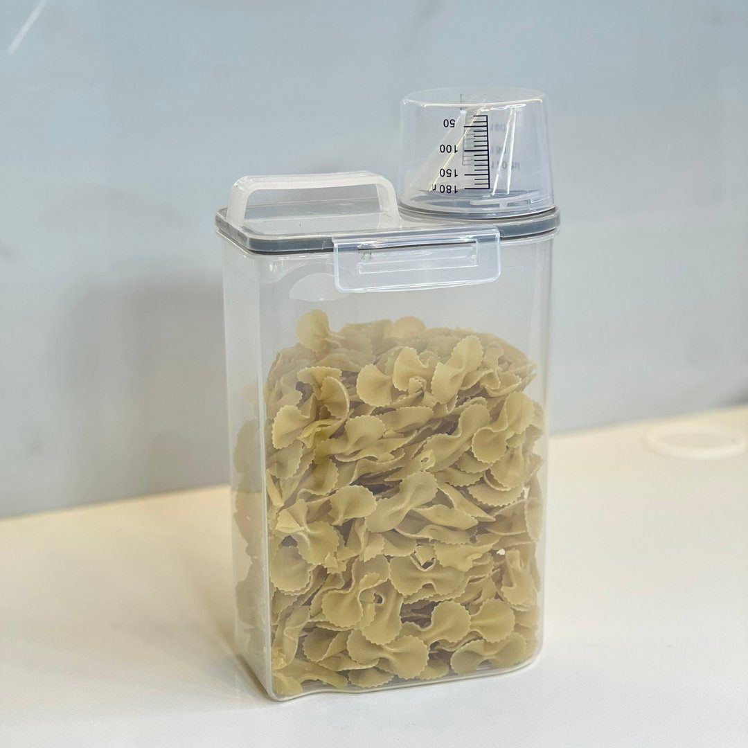Kit 5 Potes Herméticos Porta Mantimento com Copo Medidor 2,5 Litros