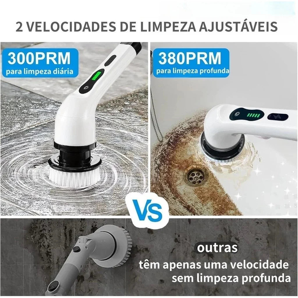 Escova Elétrica Recarregável 9 em 1 - Limpeza Profunda sem Esforço e sem Cansaço