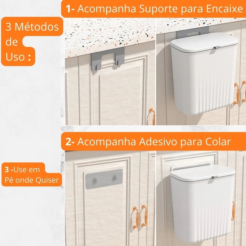 Lixeira Dobrável 9L l Prática, Compacta e Ideal para Cozinha e Banheiro -Lar Equipado