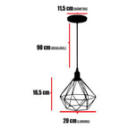 Luminária Pendente Aramado Diamante – Kit com 3 Unidades | Estilo Retrô Moderno para um Lar com Personalidade