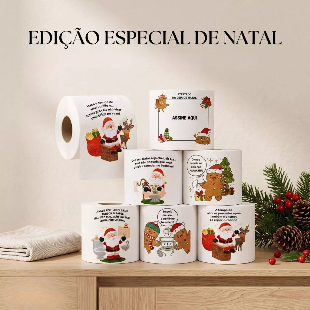 Kit Natalino Divertido: Papel Higiênico Decorado de Natal