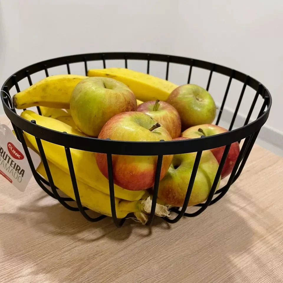 Fruteira de Mesa em Ferro e Bambu – Design Rústico Moderno para Cozinha