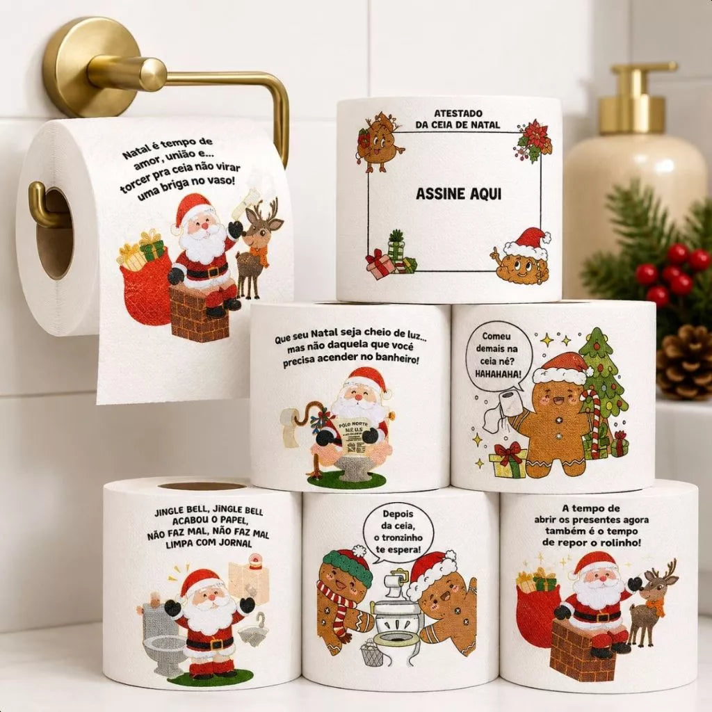 Kit Natalino Divertido: Papel Higiênico Decorado de Natal