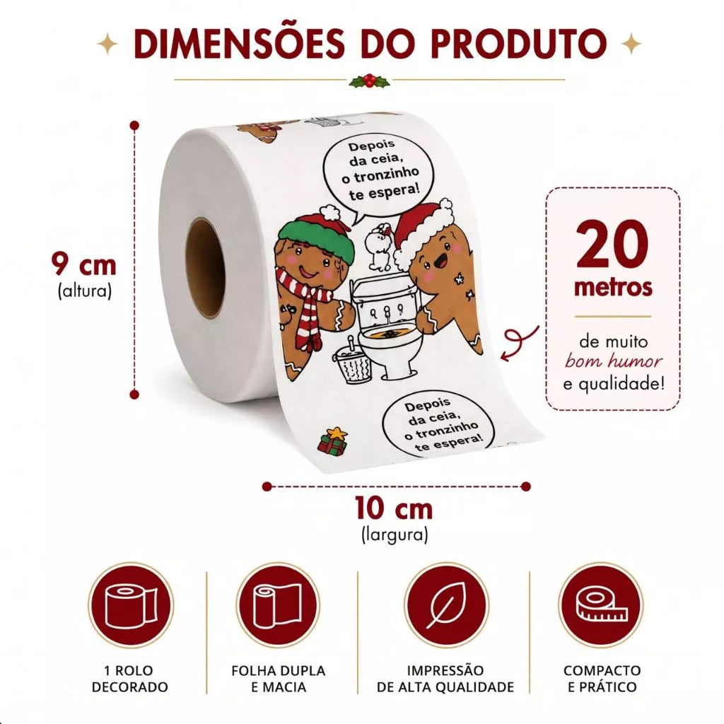 Kit Natalino Divertido: Papel Higiênico Decorado de Natal