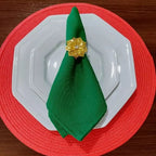 Porta-Guardanapos Flor de Cristal Lux – Kit Dourado com Pedra Brilhante- 6 UNIDS.