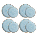 Conjunto de Pratos Caoba Azul – 8 Peças em Cerâmica para Mesa Posta Elegante