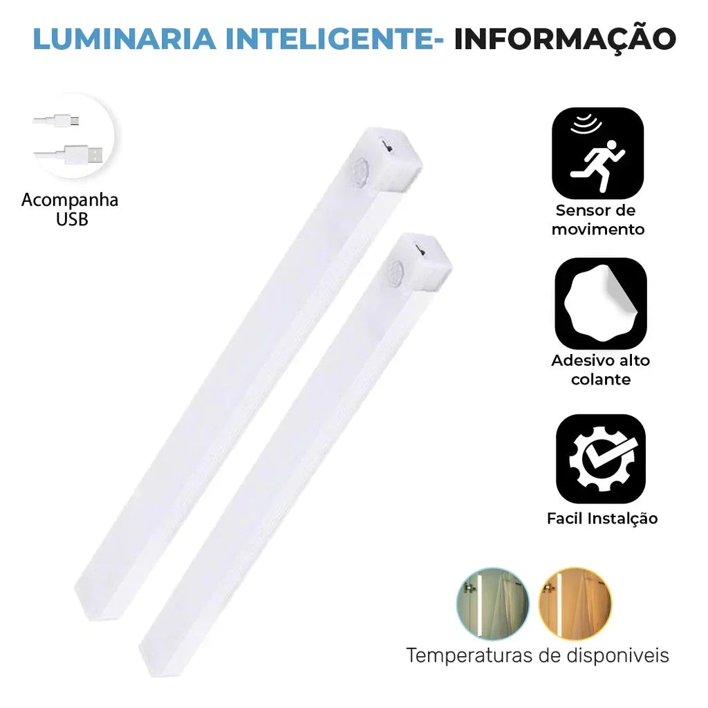 Luminária Inteligente Ultra LED com Sensor de Movimento sem Fio e Recarregável -COMPRE 1 LEVE 2