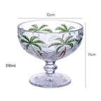Jogo 6 Taças Sobremesa Vidro Grosso Palm Tree 310ml com Relevo Tropical | Lar Equipado