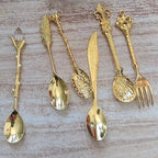 Kit 6 Colheres Vintage Luxo para Café e Sobremesa – Detalhes Esculpidos