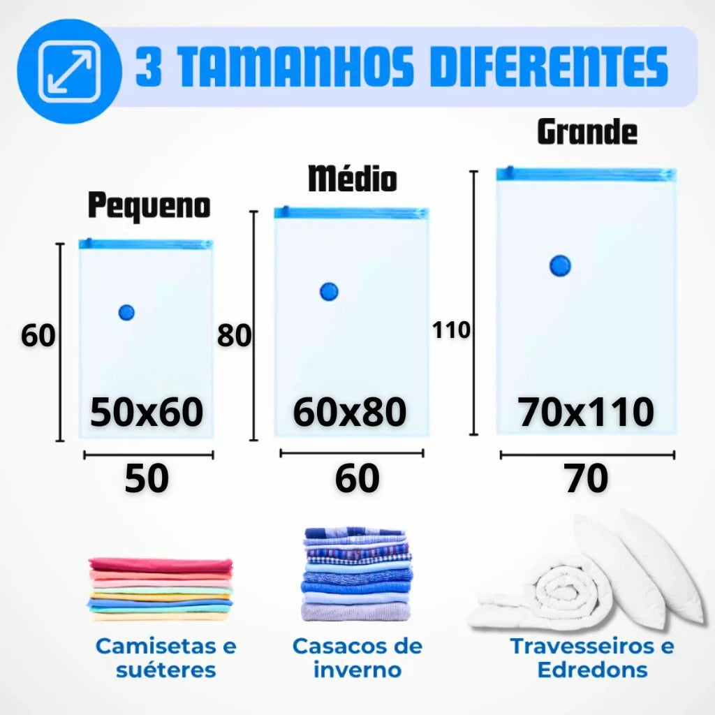 Kit 10 Sacos a Vácuo Reutilizáveis – Lar Equipado