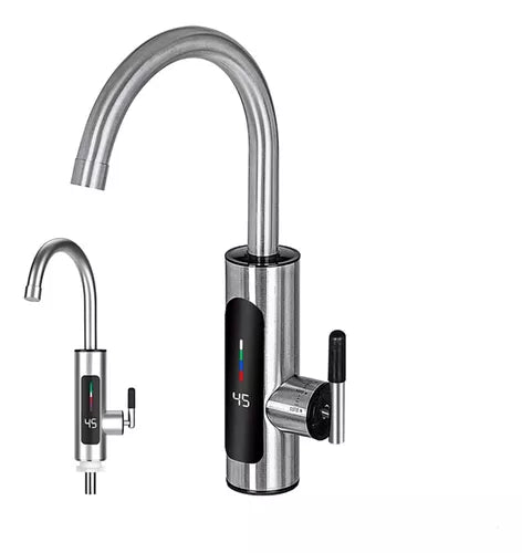 Torneira Elétrica para Cozinha – Com Visor de Temperatura, Regulagem e Giro 360° em Aço Inoxidável